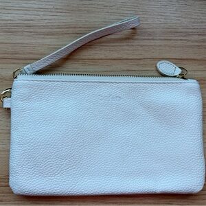 Befen White Leather Wristlet Clutch